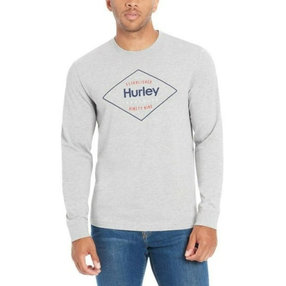 NWT Hurley Men’s Long Sleeve Tee Lightweight Graphic Print T-Shirt
